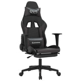 Gaming Chair with Footrest Black and Gray Faux Leather