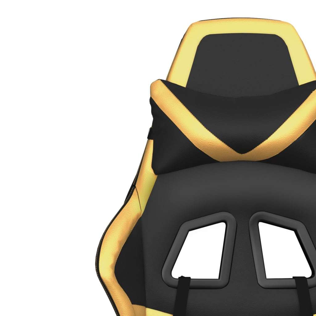 Gaming Chair with Footrest Black and Gold Faux Leather