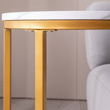 Modern C-shaped end/side table,Golden metal frame with round marble color top-15.75'