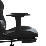 Massage Gaming Chair with Footrest Black Faux Leather