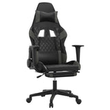 Gaming Chair with Footrest Black and Gray Faux Leather