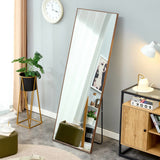 Brown Solid Wood Frame Full-length Mirror, Dressing Mirror, Bedroom Home Porch, Decorative Mirror, Clothing Store, Floor Mounted Large Mirror, Wall Mounted.65"*23"
