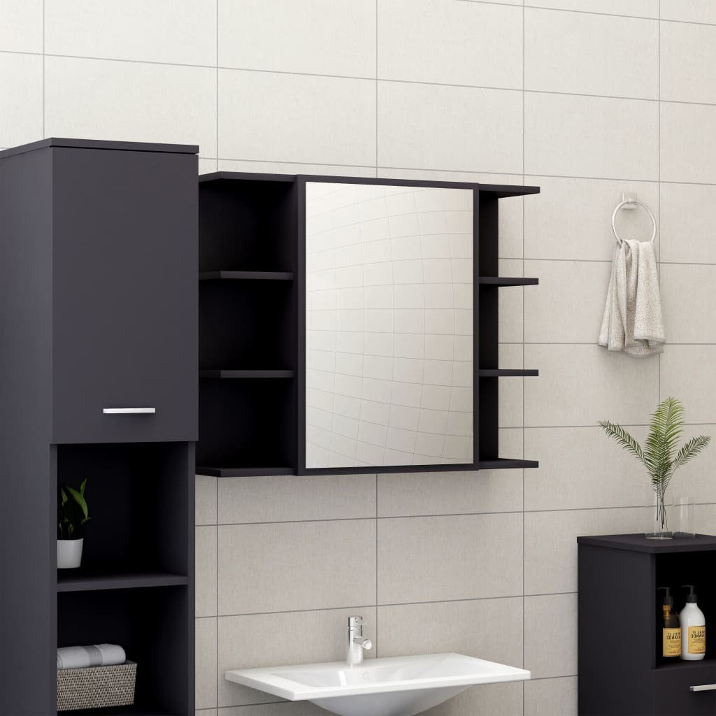 Bathroom Mirror Cabinet Gray 31.5"x8.1"x25.2" Engineered Wood