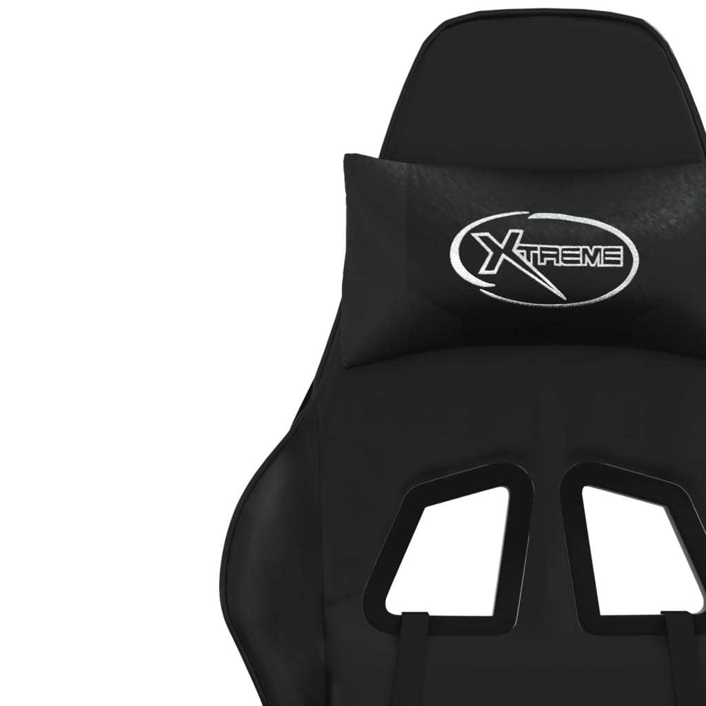Massage Gaming Chair with Footrest Black Faux Leather