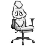 Gaming Chair with Footrest White and Black Faux Leather