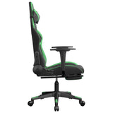 Massage Gaming Chair with Footrest Black&Green Faux Leather