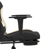 Massage Gaming Chair with Footrest Black and Cream Fabric