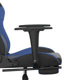 Massage Gaming Chair with Footrest Black&Blue Faux Leather