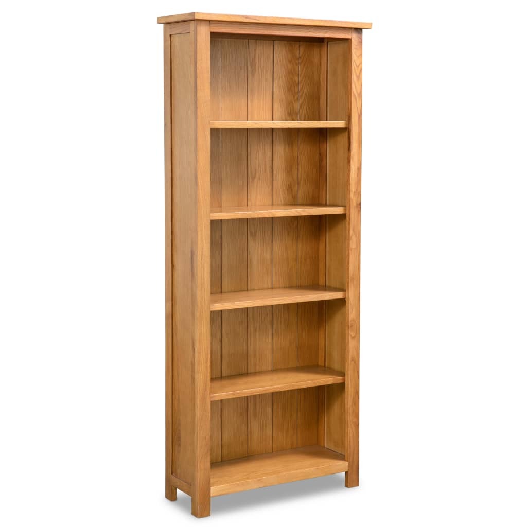 5-Tier Bookcase 23.6"x8.9"x55.1" Solid Oak Wood