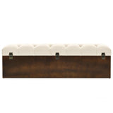 Storage Bench 43.3" Cream Solid Wood Fir