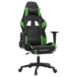 Massage Gaming Chair with Footrest Black&Green Faux Leather