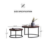 Modern Nesting coffee table; Black color frame with walnut top-32"