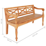 Batavia Bench 48.4" Solid Mahogany Wood Light Brown