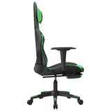 Gaming Chair with Footrest Black and Green Faux Leather