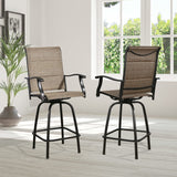 Outdoor Swivel Bar Stools Patio Sling Bar Chairs Padded with Quick Dry Foam, Set of 2