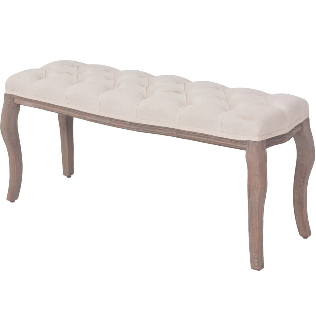 Bench Linen Solid Wood 43.3" x 15" x 18.9" Cream White