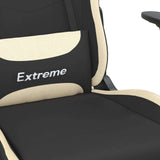 Massage Gaming Chair with Footrest Black and Cream Fabric