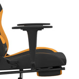 Massage Gaming Chair with Footrest Black and Orange Fabric