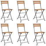 Folding Bistro Chairs 6 pcs Solid Wood Teak and Steel