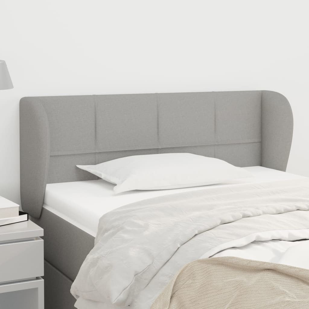 Headboard with Ears Light Gray 40.6"x9.1"x30.7"/34.6" Fabric