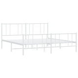 Metal Bed Frame with Headboard and Footboard White 76"x79.9"