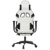 Gaming Chair with Footrest White and Black Faux Leather