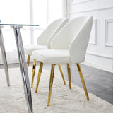 Modern Dining Chairs,Linen Accent Chair, Living Room Leisure Chairs, Upholstered Side Chair with Metal Legs for Dining Room Kitchen Vanity Patio Club Guest (Set of 2)