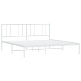 Metal Bed Frame with Headboard White 72"x83.9"