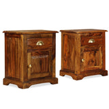 Bedside Cabinet 2 pcs 15.7"x11.8"x19.7" Solid Sheesham Wood