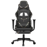 Massage Gaming Chair with Footrest Black&Camouflage Faux Leather