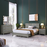 5 pieces Champagne Silver Bedroom Sets Queen Bed + Nightstand*2 Dresser+ Mirror