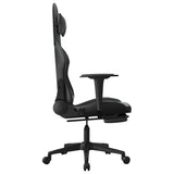 Massage Gaming Chair with Footrest Black Faux Leather