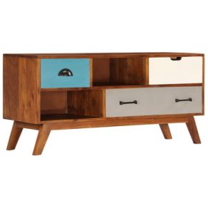 TV Cabinet with 3 Drawers 43.3"x13.8"x19.7" Solid Acacia Wood