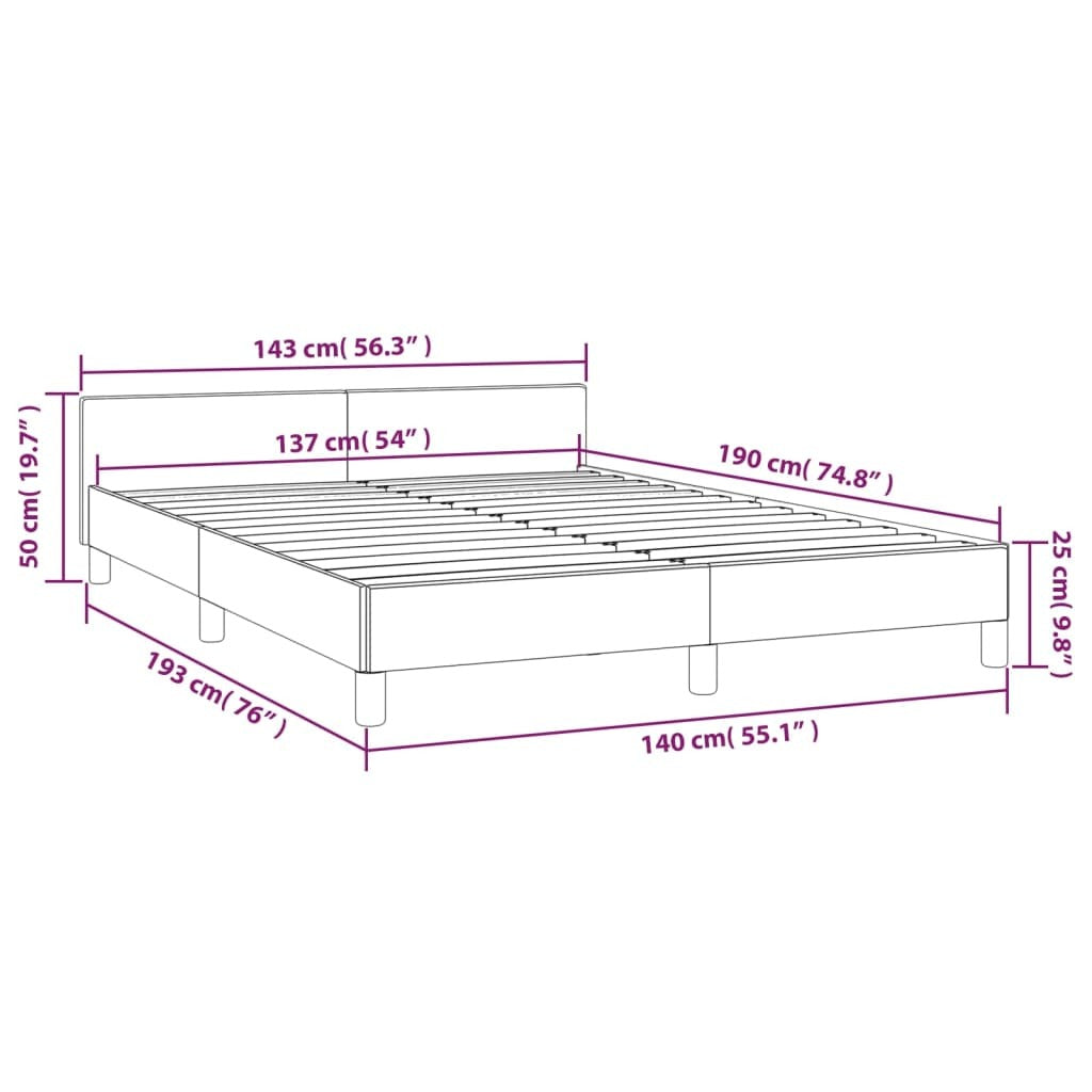 Bed Frame with Headboard Light Gray 53.9"x74.8" Full Velvet