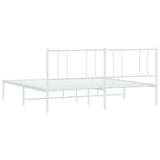 Metal Bed Frame with Headboard White 76"x79.9"