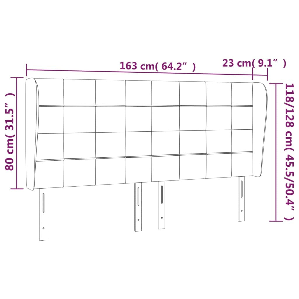 Headboard with Ears Dark Gray 64.2"x9.1"x46.5"/50.4" Fabric