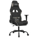 Massage Gaming Chair with Footrest Black and Camouflage Fabric