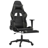 Massage Gaming Chair with Footrest Black&Gray Faux Leather