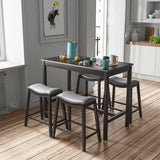 5-Piece Dining Set with 4 Upholstered Stools