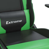 Gaming Chair with Footrest Black and Green Faux Leather