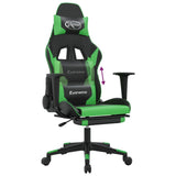 Gaming Chair with Footrest Black and Green Faux Leather