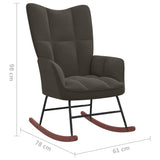 Rocking Chair with Ottoman Dark Gray Velvet