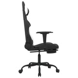 Gaming Chair with Footrest Black and White Fabric