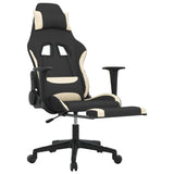 Massage Gaming Chair with Footrest Black and Cream Fabric