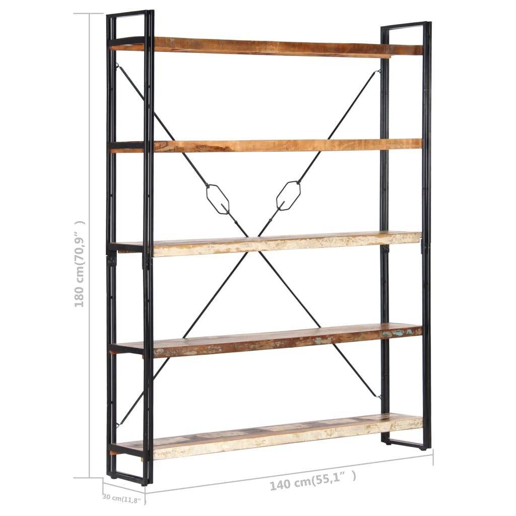 5-Tier Bookcase 55.1"x11.8"x70.9" Solid Reclaimed Wood