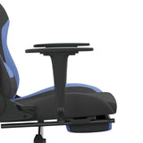 Massage Gaming Chair with Footrest Black and Blue Fabric