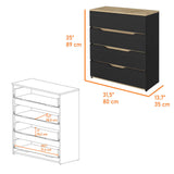 Canby 2 Piece Bedroom Set, Nightstand + Drawer Dresser, Black / Pine / Light Oak