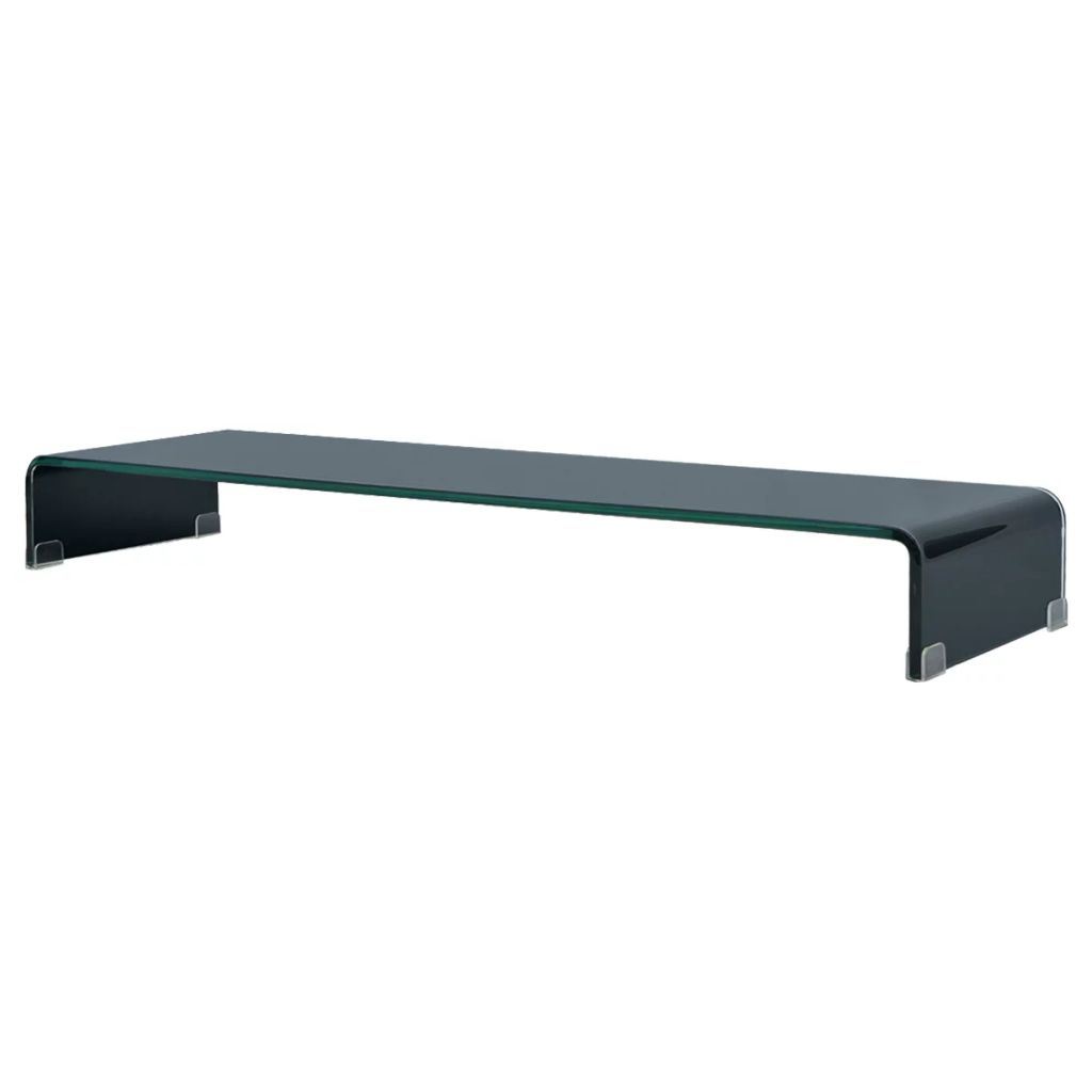 TV Stand / Monitor Riser Glass Black 47.2"x11.8"x5.1"