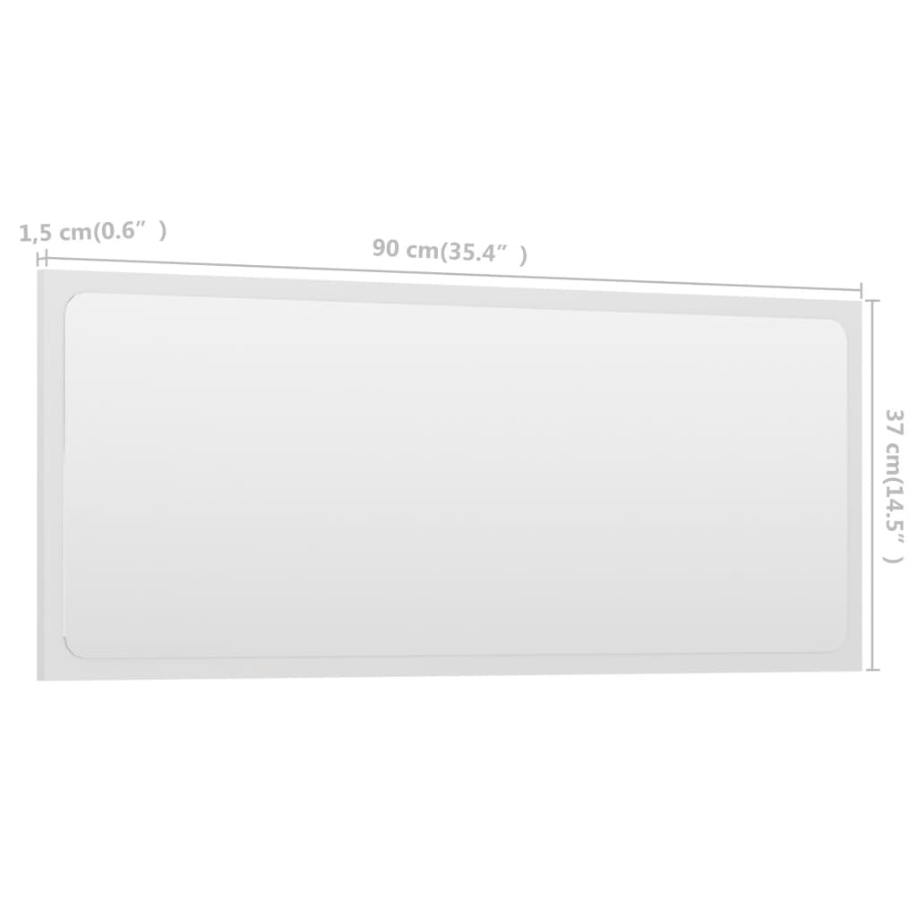 Bathroom Mirror White 35.4"x0.6"x14.6" Engineered Wood