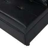 Contemporary Faux Leather Folding Ottoman Sofa Bed  black